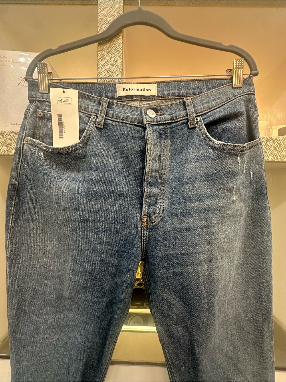 Reformation Women’s Straight Jeans in Faded Blue Denim Size 30